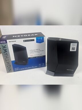 NETGEAR Nighthawk AX6 Black WiFi 6 Cable Modem Router with Box & Paperwork